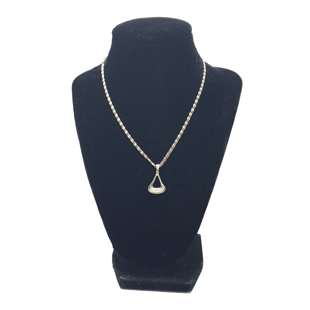 Sarah Coventry Pendant and Chain, Gold Metal & Rhinestone Necklace